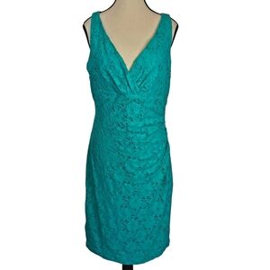 NWT Lauren Ralph Lauren Oasis Turquoise Sleeveless Lace Midi Dress - Sz 12